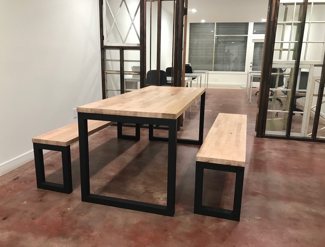 Studio set — 3D render on the left, finished build on the right