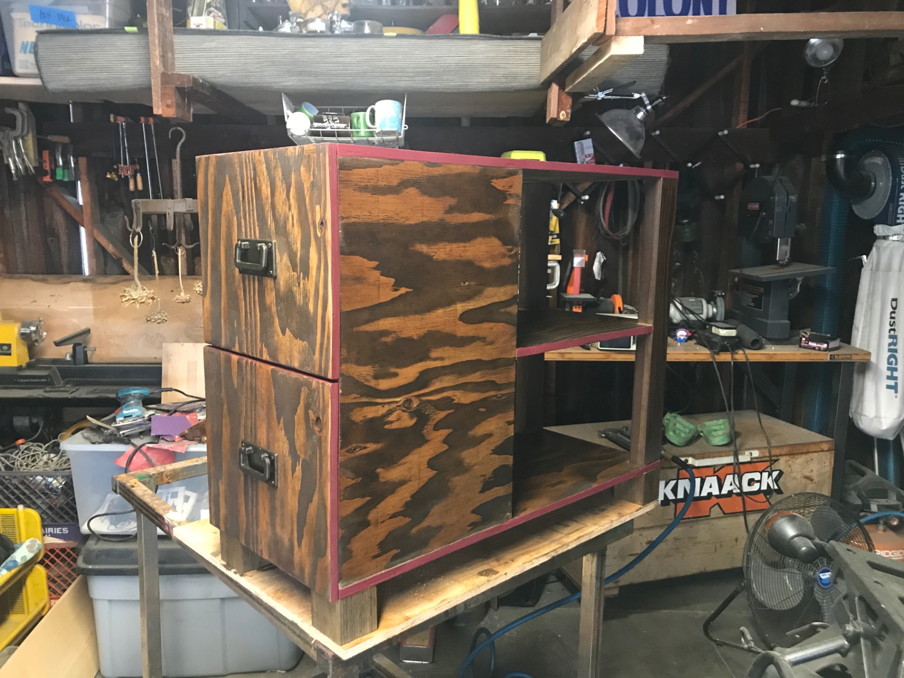Ply & Iron Sideboard — Torched fir plywood · forged iron pulls